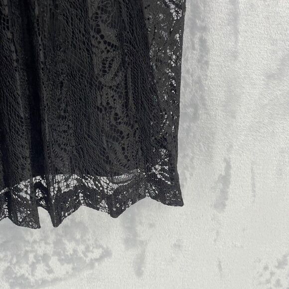 Talbots Dress Womens 10 Black Ponte 3/4 Sleeve Top Pleated Lace Skirt - Picture 4 of 15